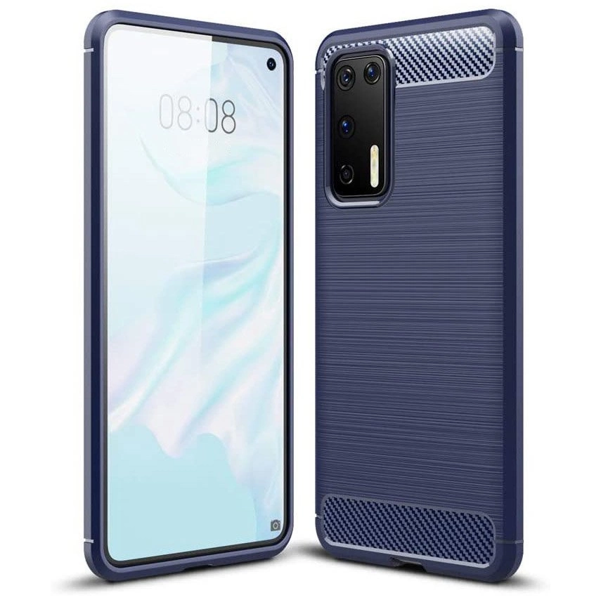 Carbon Case Flexible Cover TPU Case for Huawei P40 blue