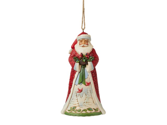 Santa with Cardinals Hanging Ornament 11