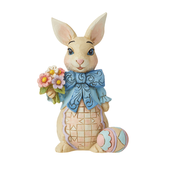 Bunny with Bow & Flowers Mini Figurine 10 cm