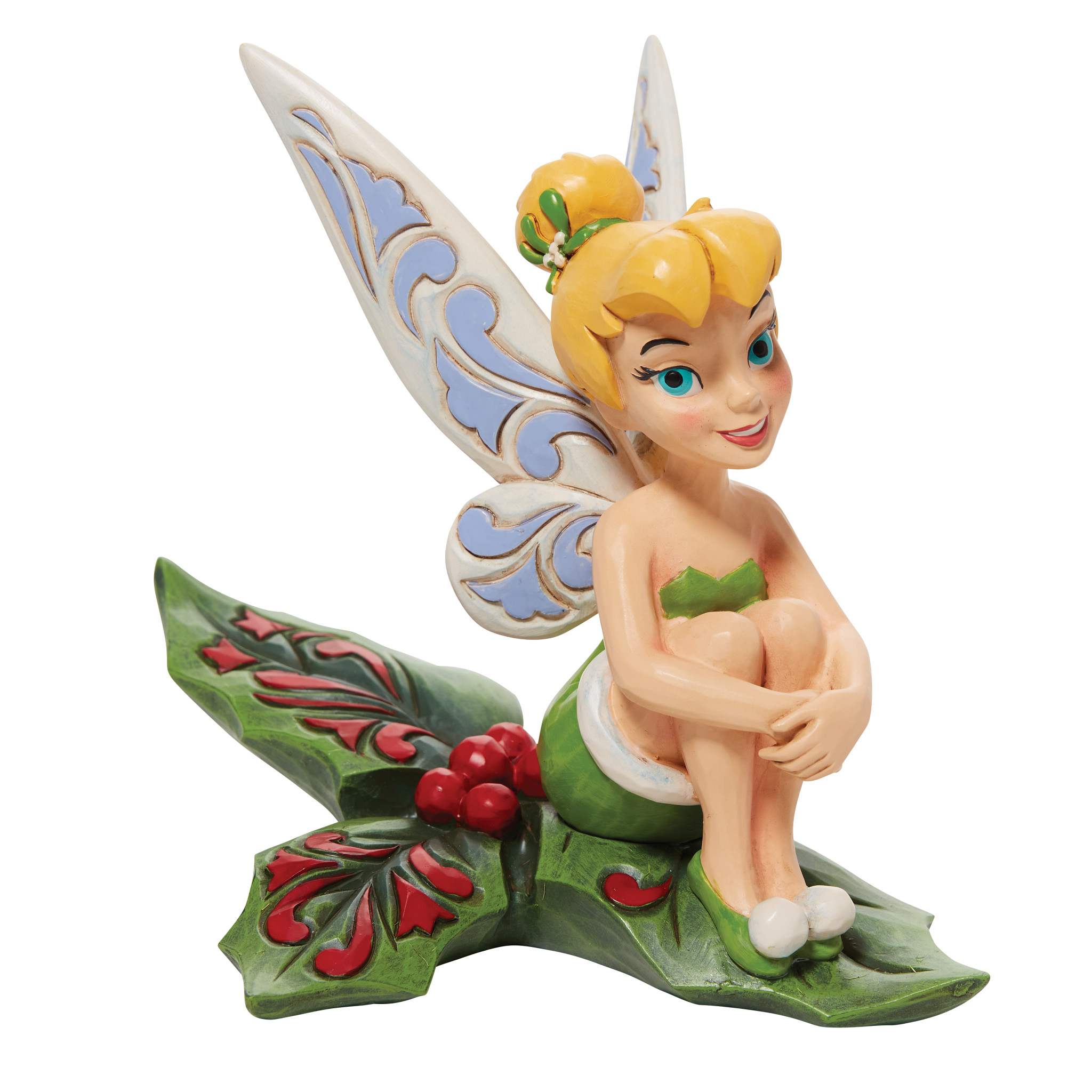 Tinkerbell Sitting in Holly 13 cm