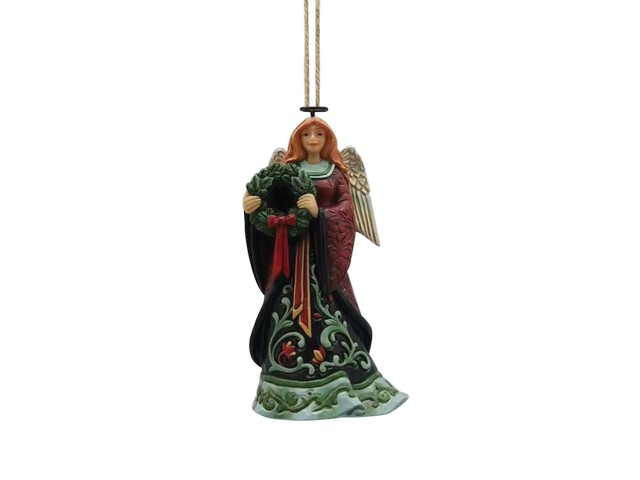 Christmas Angel with Wreath Hanging Ornament 11 cm