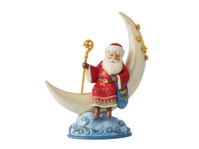 Santa on Crescent Moon Figurine 21 cm