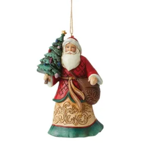 Santa with Tree Hanging Ornament 12 cm