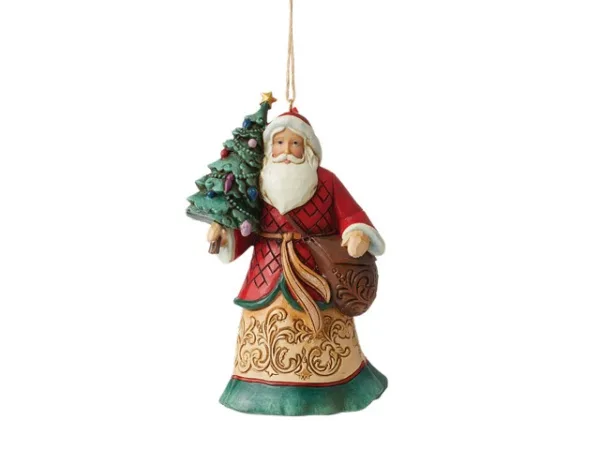 Santa with Tree Hanging Ornament 12 cm