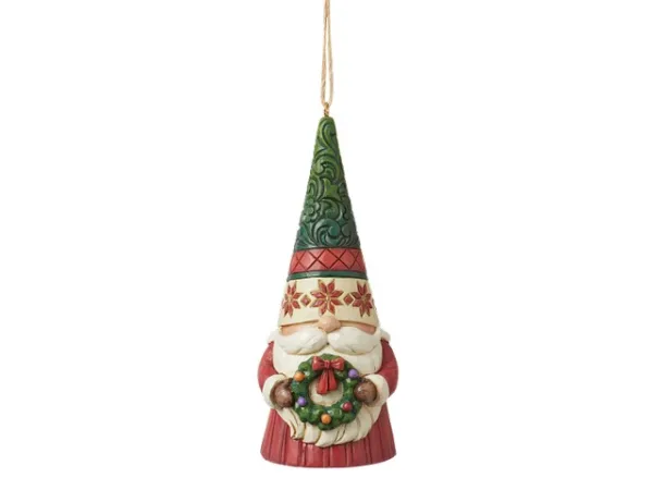 Gnome with Wreath Hanging Ornament 12 cm