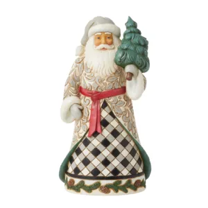 Christmas is Coming (Black & White Plaid Santa Figurine) 18 cm