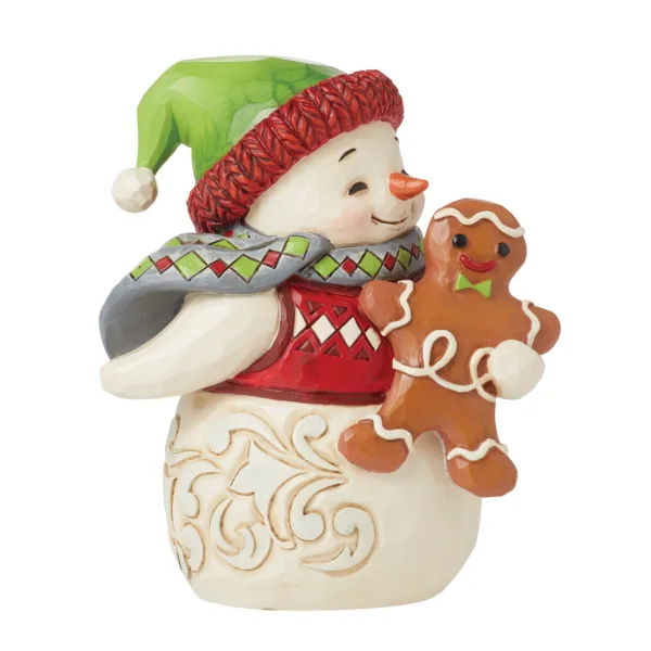 Mini Snowman with Gingerbread Man Figurine 9 cm