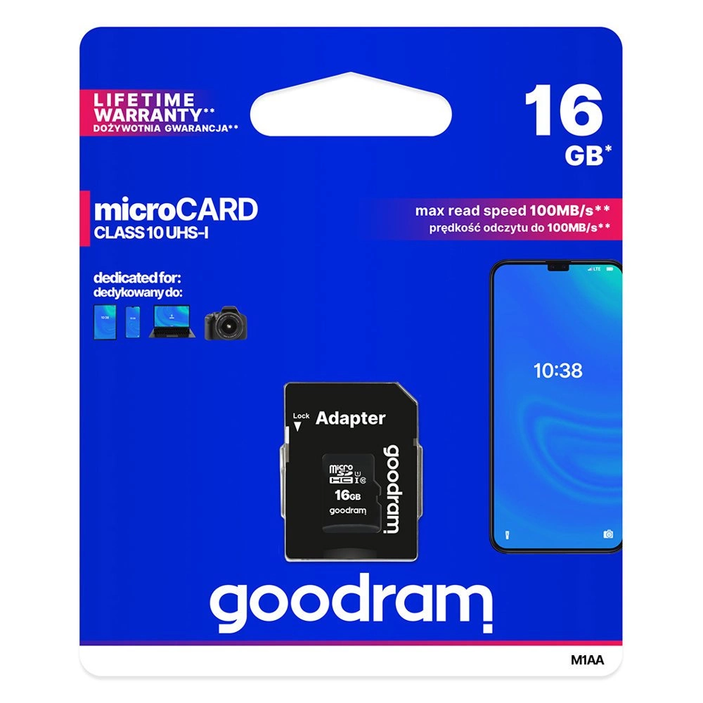 Goodram Microcard 16 GB micro SD HC UHS-I class 10 memory card