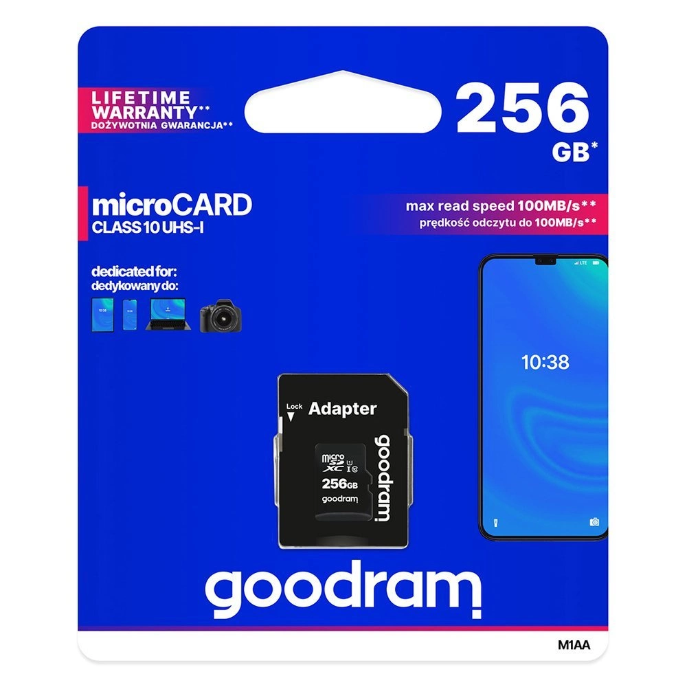 Goodram Microcard 256 GB micro SD XC UHS-I class 10 memory card