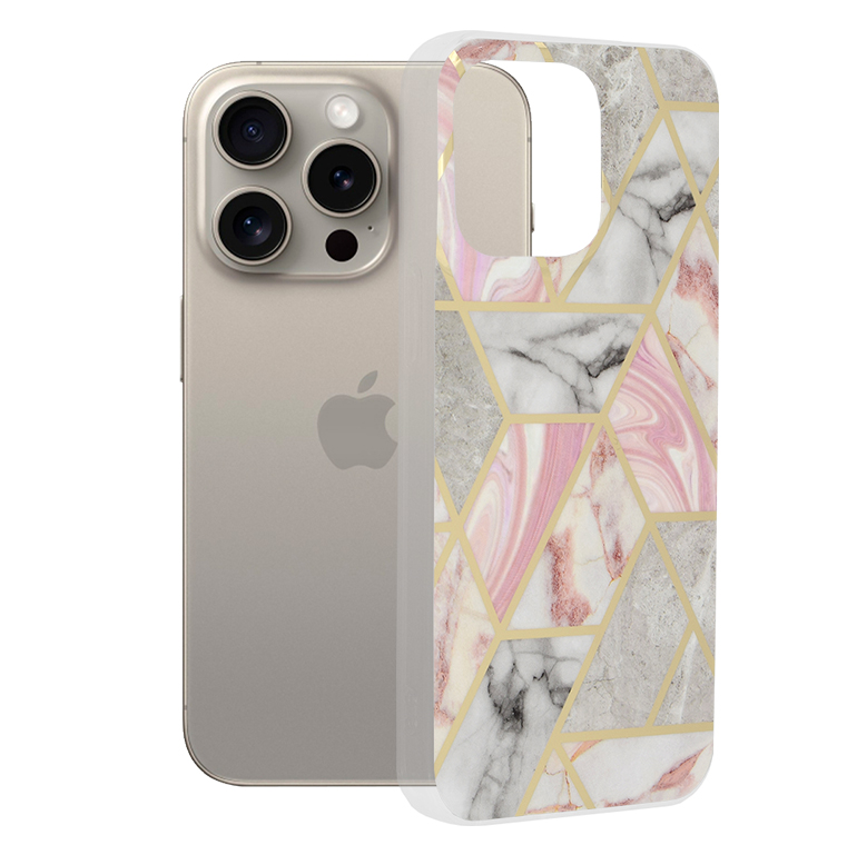 Techsuit - Marble Series - iPhone 15 Pro Max - Pink Hex