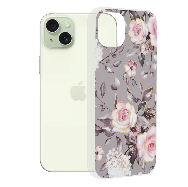 Techsuit - Marble Series - iPhone 15 Plus - Bloom of Ruth Gray