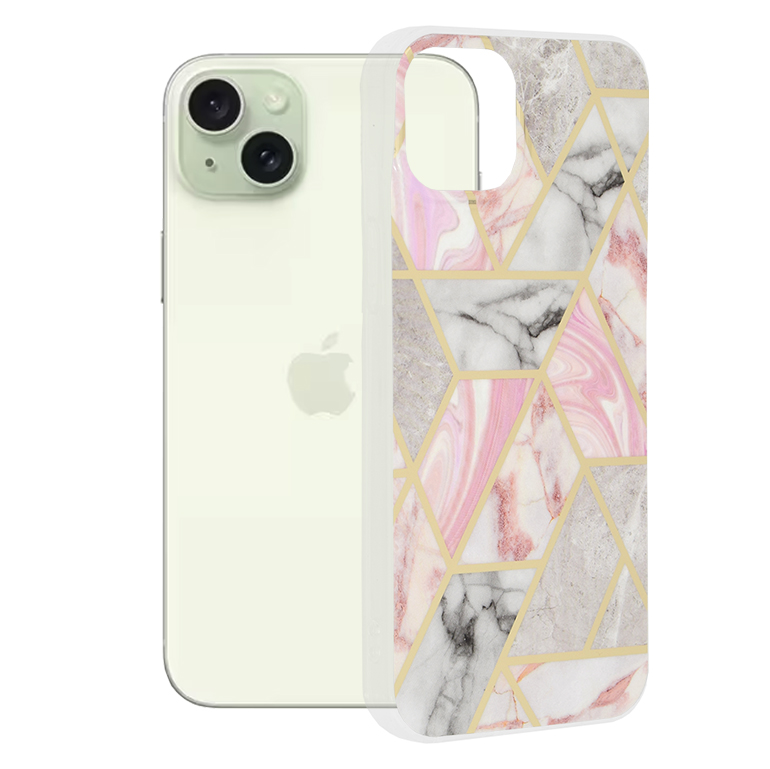 Techsuit - Marble Series - iPhone 15 Plus - Pink Hex