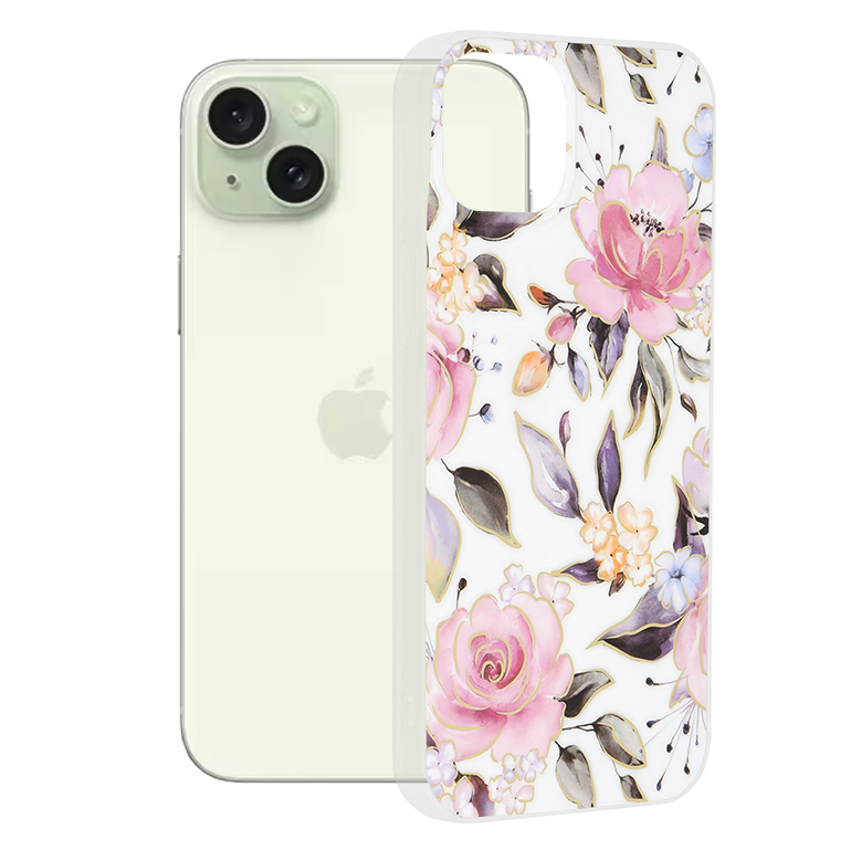 Techsuit - Marble Series - iPhone 15 Plus - Chloe White