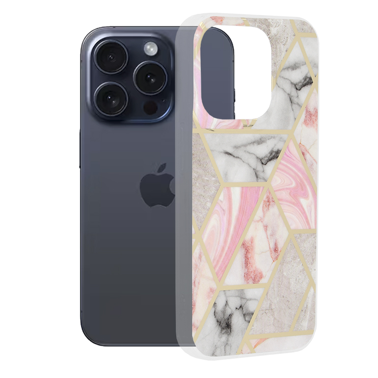 Techsuit - Marble Series - iPhone 15 Pro - Pink Hex