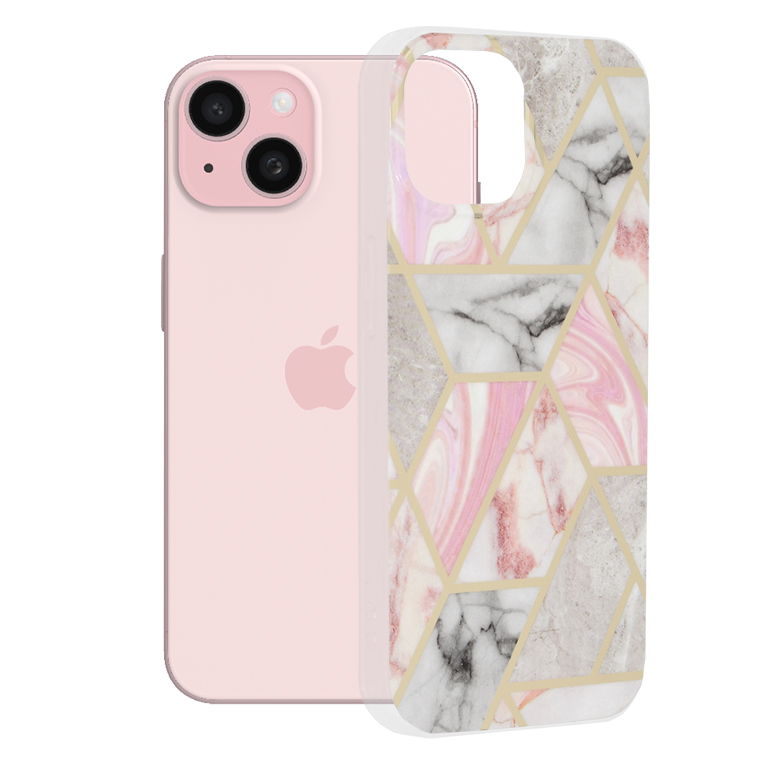 Techsuit - Marble Series - iPhone 15 - Pink Hex