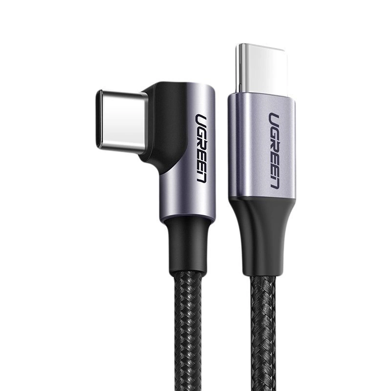 Ugreen US255 50125 USB-C (straight) / USB-C (angled) PD QC cable 60W 3A 2m - gray