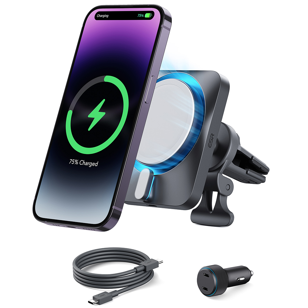 ESR - [3pcs Bundle] Car Holder with Wireless Charger CryoBoost (2B513) - with Cable