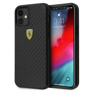 Ferrari FERCAHCP12SBK iPhone 12 mini 5.4" black/black hardcase On Track Real Carbon