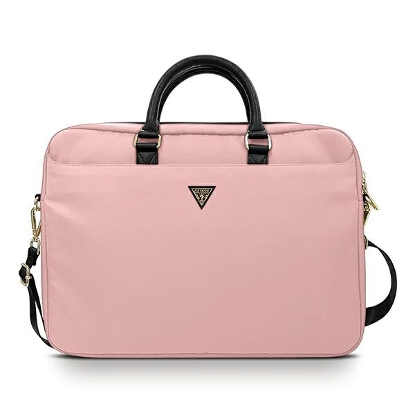 Guess Nylon Triangle Logo bag for a 16" laptop - pink