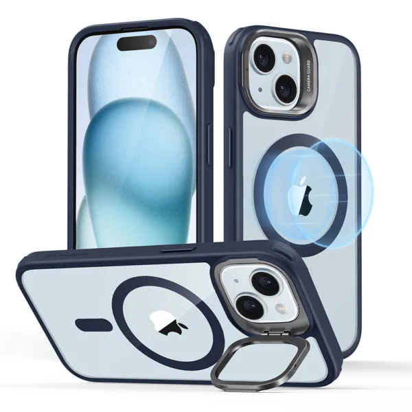 ESR - Classic Hybrid HaloLock Kickstand - iPhone 15 - Clear Dark Blue