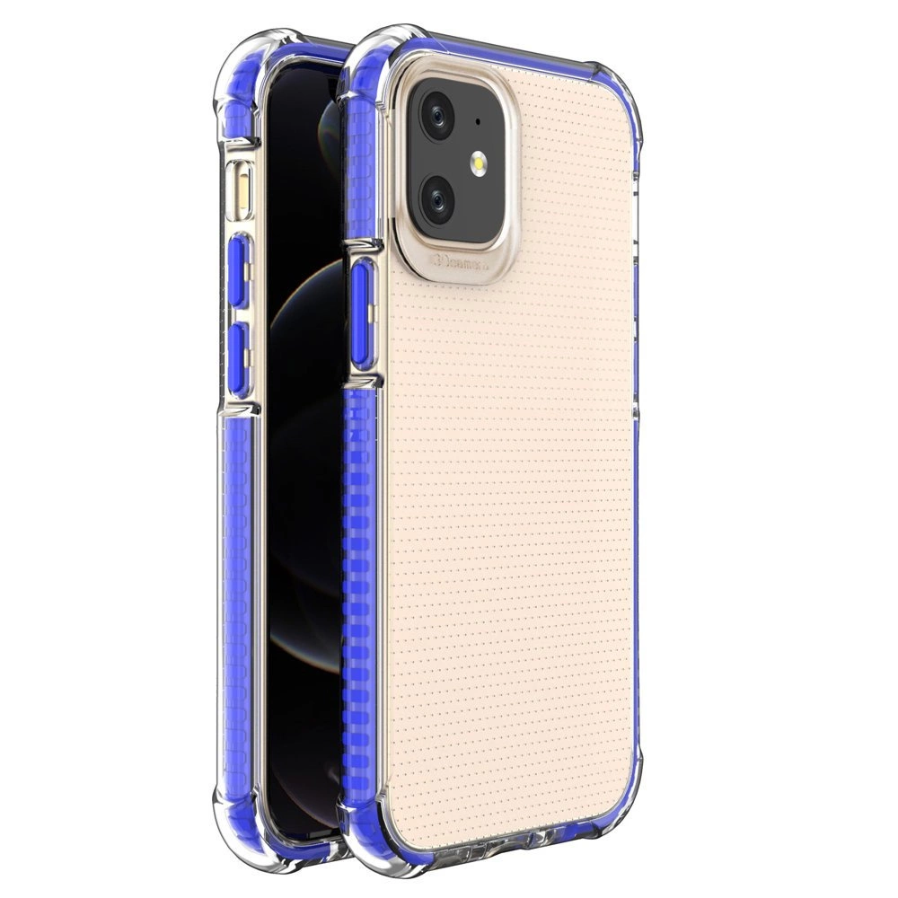 Spring Armor clear TPU gel rugged protective cover with colorful frame for iPhone 12 mini blue