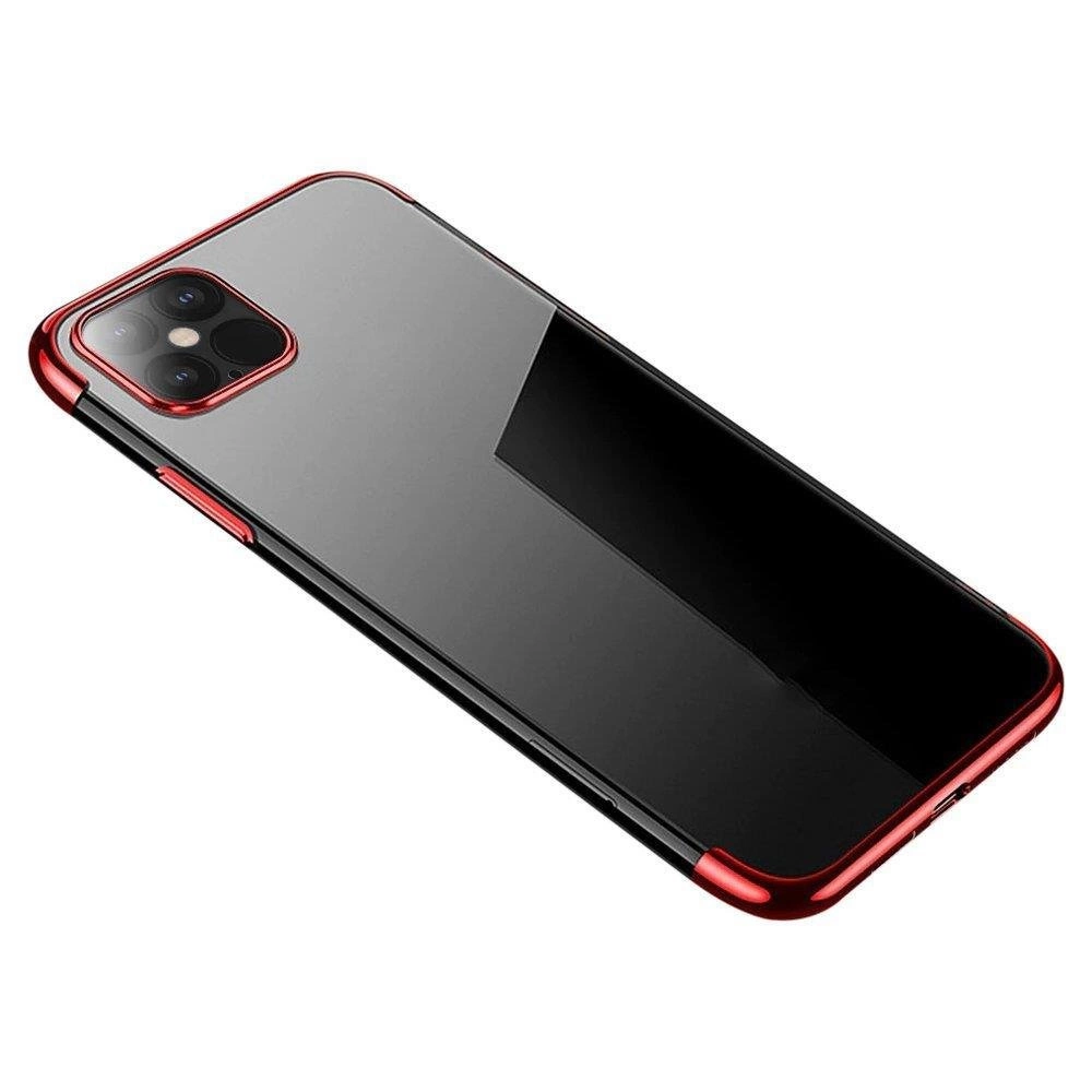 Clear Color Case Gel TPU Electroplating frame Cover for Samsung Galaxy S21 Ultra 5G red