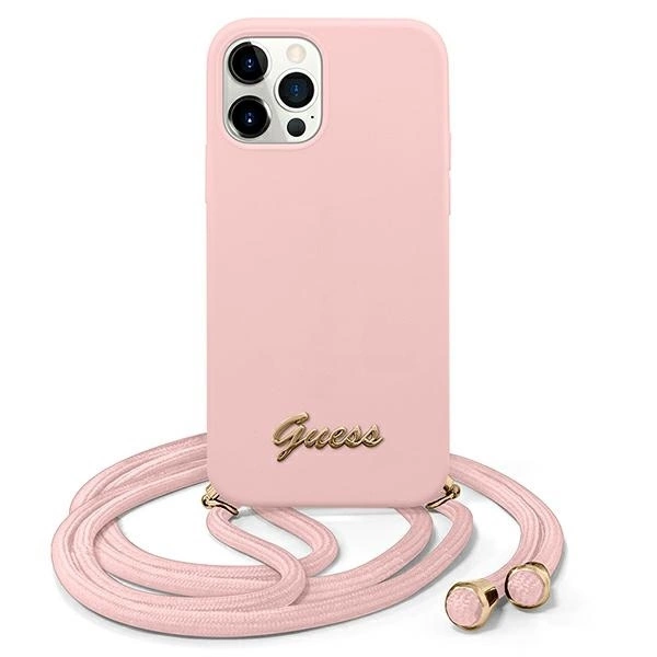 Guess GUHCP12LLSCLMMGLP iPhone 12 Pro Max 6.7" pink/pink hardcase Metal Logo Cord