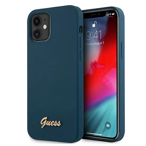 Guess GUHCP12SLSLMGBL iPhone 12 mini 5.4" blue/blue hardcase Metal Logo Script