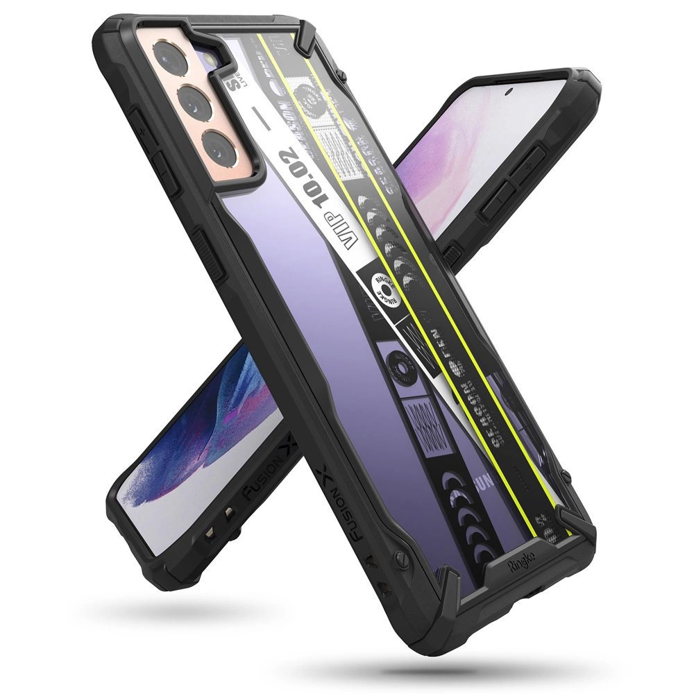 Ringke Fusion X Design durable PC Case with TPU Bumper for Samsung Galaxy S21+ 5G (S21 Plus 5G) black (Ticket band) (XDSG0052)