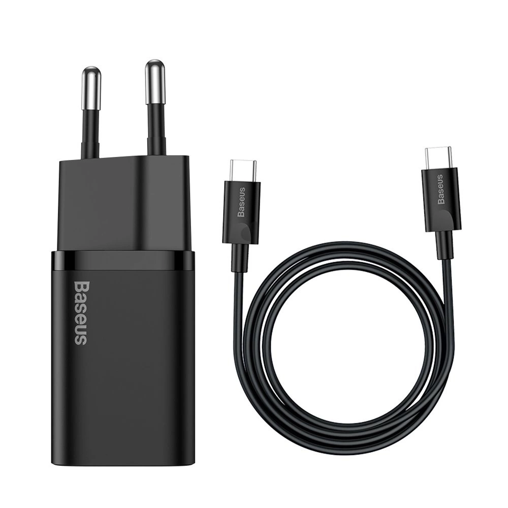 Baseus Super Si fast charger Quick Charge 3.0 Power Delivery 25W 3A + Cable USB Type C - USB Type C 3A 1m black (TZCCSUP-L01)