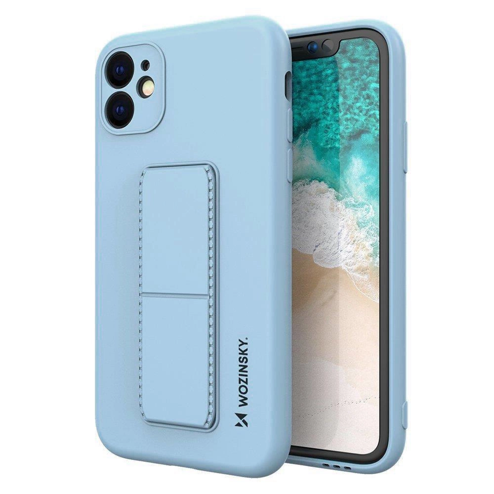 Wozinsky Kickstand Case silicone case with stand for iPhone 12 light blue