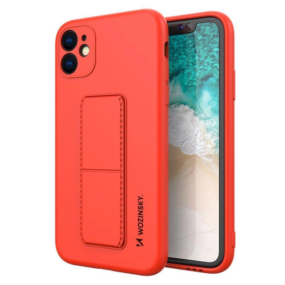 Wozinsky Kickstand Case silicone case with stand for iPhone 12 Pro red