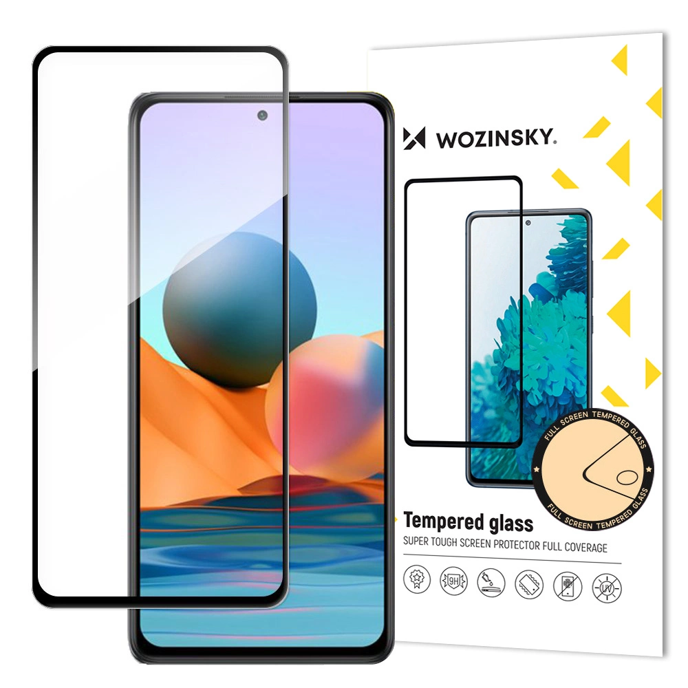 Wozinsky Super Durable Full Glue Full Screen Tempered Glass with Frame Case Friendly Xiaomi Redmi Note 12 Pro+ / Note 12 Pro / Note 12 5G / Note 12 / Xiaomi Redmi Note 10 Pro / Xiaomi 12T / 12 T Pro / Mi 11i / Mi 11T / Mi 11T Pro / POCO F3 / POCO X5 5G