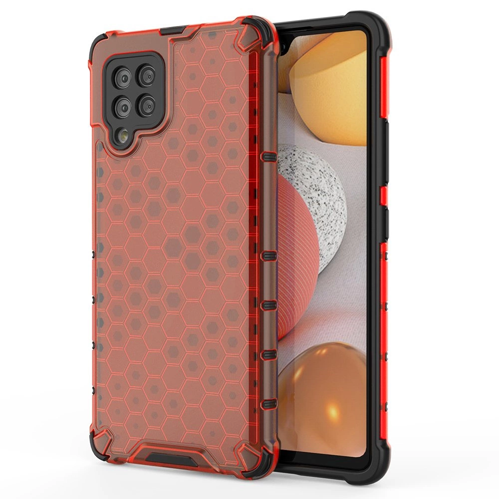 Honeycomb Case armor cover with TPU Bumper for Samsung Galaxy A42 5G red