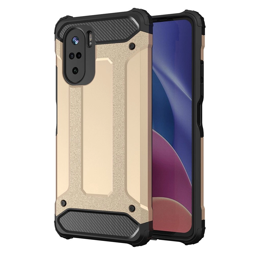 Hybrid Armor Case Tough Rugged Cover for Xiaomi Redmi K40 Pro+ / K40 Pro / K40 / Poco F3 golden