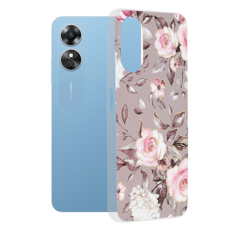 Techsuit - Marble Series - Oppo A17 - Bloom of Ruth Gray