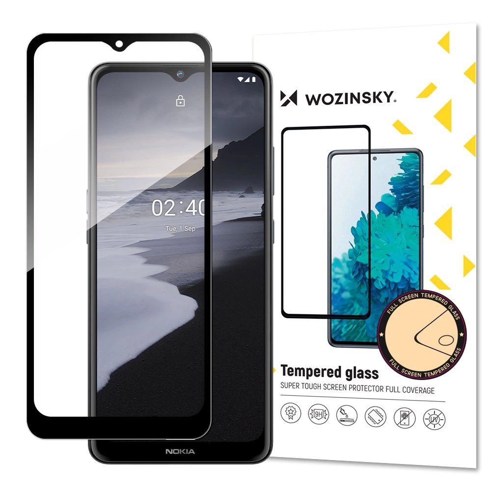 Wozinsky Tempered Glass Full Glue Super Tough Screen Protector Full Coveraged with Frame Case Friendly for Nokia 2.4 black