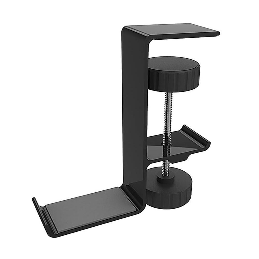 Techsuit - Desk Holder (DH2) - Universal Bags and Headphones Hanger with Adjustable Clamp from Aluminum Alloy - Black