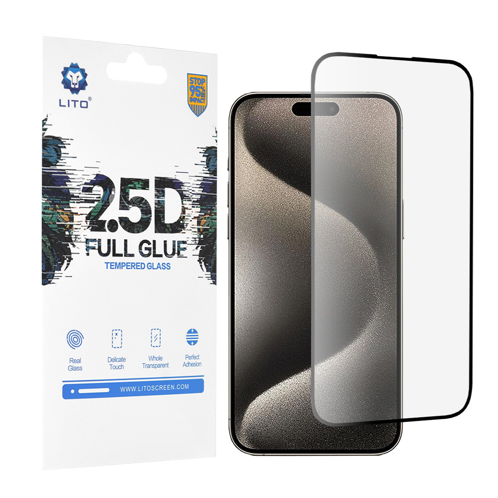 Lito - 2.5D FullGlue Glass - iPhone 15 Pro Max - Black