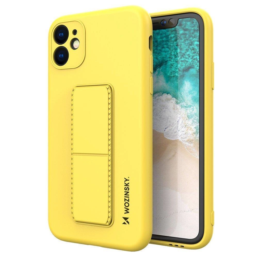 Wozinsky Kickstand Case Silicone Stand Cover for Samsung Galaxy A22 4G Yellow