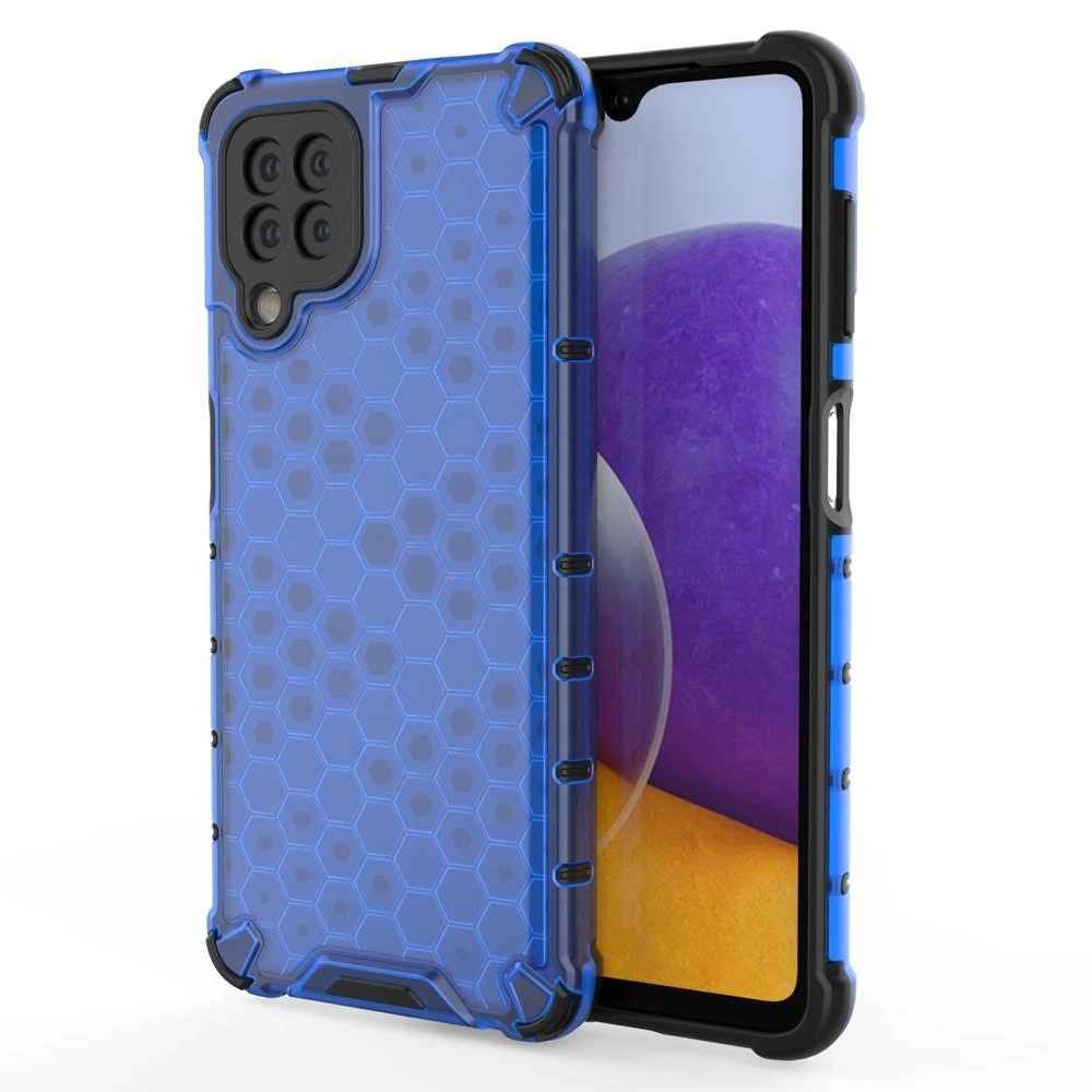 Honeycomb Case armor cover with TPU Bumper for Samsung Galaxy A22 4G blue