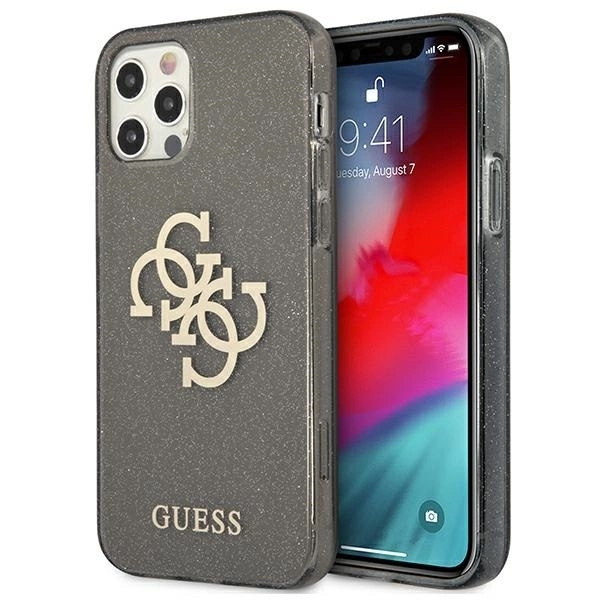 Guess GUHCP12LPCUGL4GBK iPhone 12 Pro Max 6.7" black/black hard case Glitter 4G Big Logo