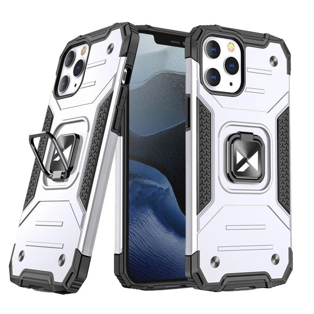 Wozinsky Ring Armor Case Kickstand Tough Rugged Cover for iPhone 13 Pro Max silver