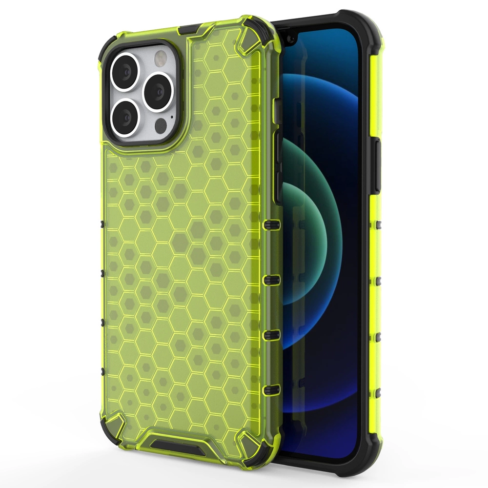 Honeycomb Case armor cover with TPU Bumper for iPhone 13 Pro Max green