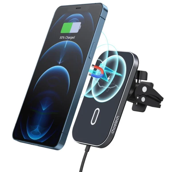 Choetech Car Magnetic Holder Inductive Qi Charger 15W (MagSafe Compatible) Black (T200-F)