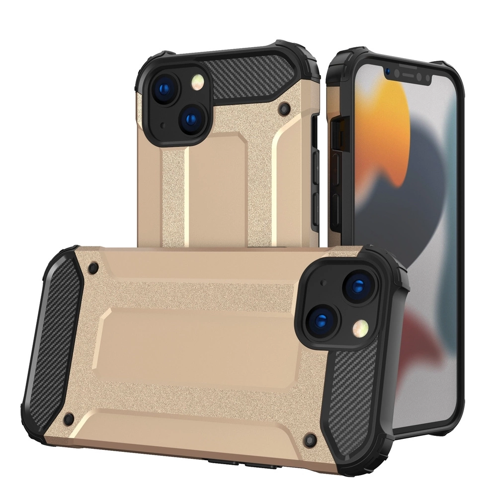 Hybrid Armor Case Tough Rugged Cover for iPhone 13 golden