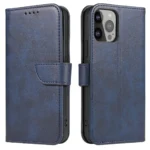 Magnet Case elegant bookcase type case with kickstand for iPhone 13 Pro Max blue