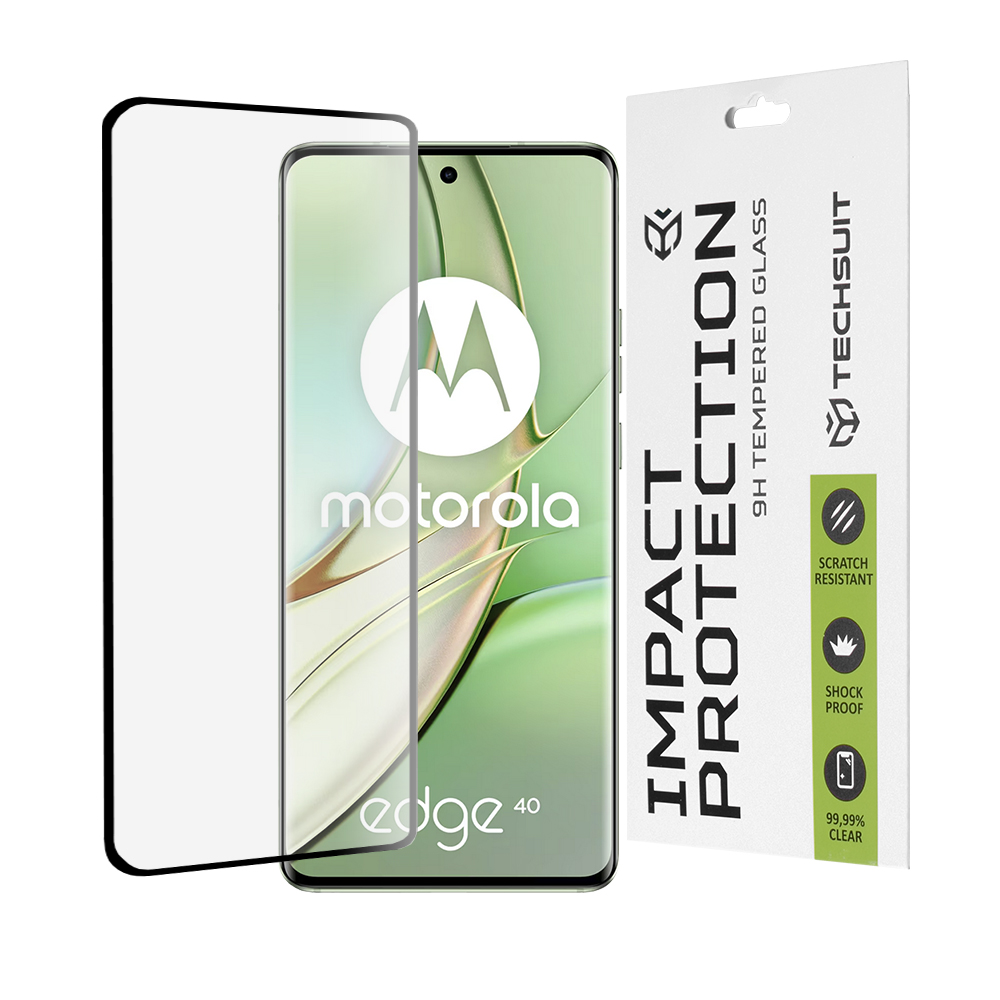 Techsuit - 111D Full Cover / Full Glue Glass / 3D Curved Screen - Motorola Edge 40 / Edge (2023) - Black