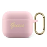 Guess GUA3SSSI AirPods 3 cover pink/pink Silicone Vintage Script