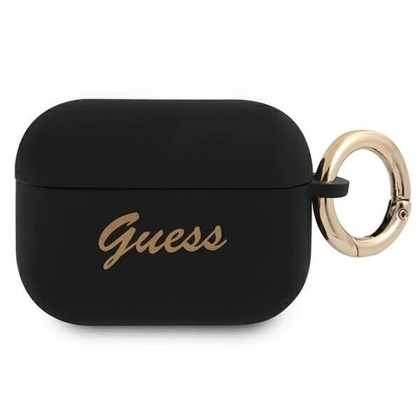 Guess GUAPSSSK AirPods Pro cover black/black Silicone Vintage Script